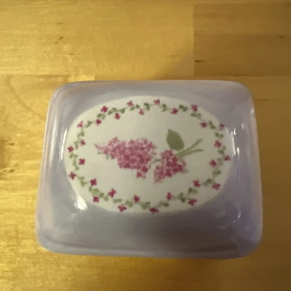 Trinket Box Purple Forget Me Nots Eternal Box ~ Demdaco 2004~Flowers Jewelry Box